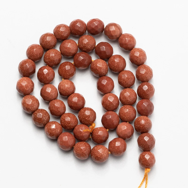 Граненые бусины с золотым песком из натурального камня для изготовления