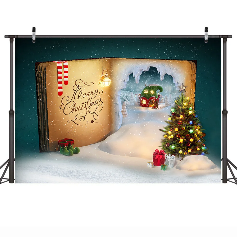 Фон для фотосъемки зимняя Рождественская елка фото фон книги носки белая