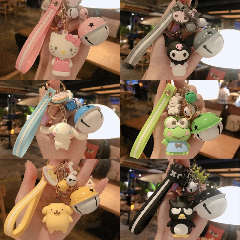 

Japanese Cartoon Anime Cat Bell Keychain Frog Puppy Penguin Car Pendant Jewelry Accessories Bag Key Pendant Gift