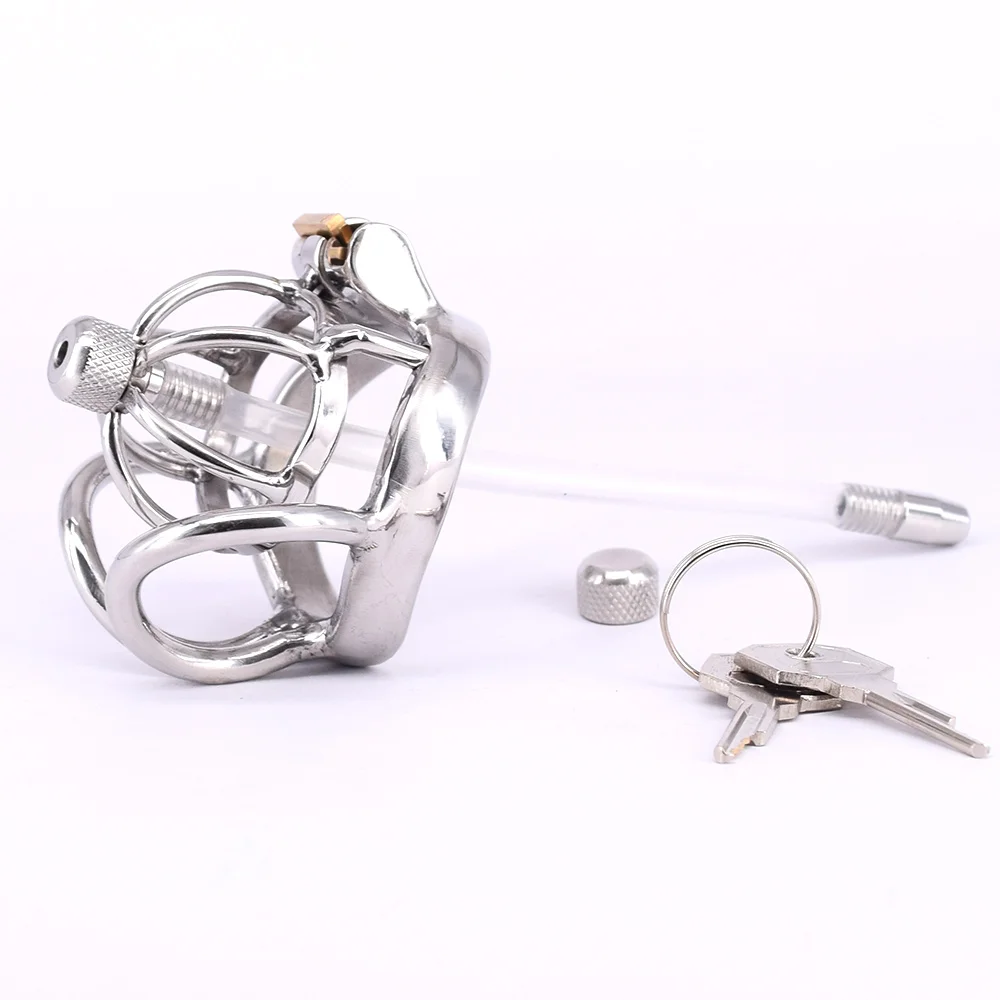 Мужская клетка верности из нержавеющей стали маленькие металлические изогнутые