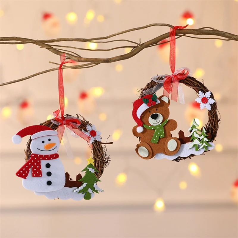Christmas Decorations Cane Garland Ring Window Decoration Arrangement Santa Snowman Small Pendant | Дом и сад