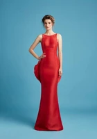 charming hot red sheath 2018 unique design backless prom party gown satin floor length vestidos de festa bridesmaid dresses