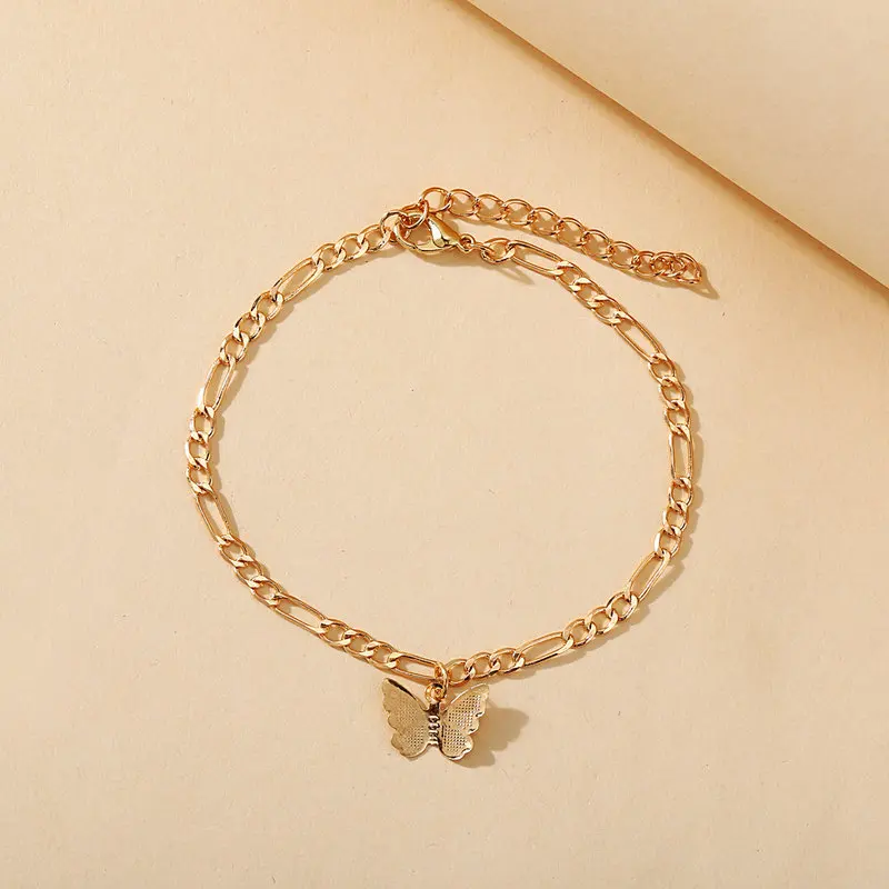 

2021 Trend Fashion Accessories New Butterfly Pendant Chain Anklet Creative Retro Simple Alloy Anklet Set Free Shipping Gift