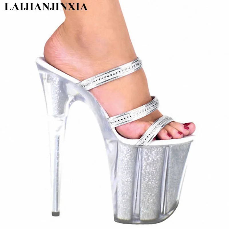 New hate day high heels, 20cm high water table and sexy cool nightclub female flash powder crystal Dance Shoes