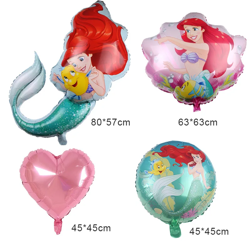 

5Pcs/set Cartoon Mermaid Foil Balloons Baby Girls Princess Theme Birthday Party Star Balloon Decoration Helium Float Air Baloon