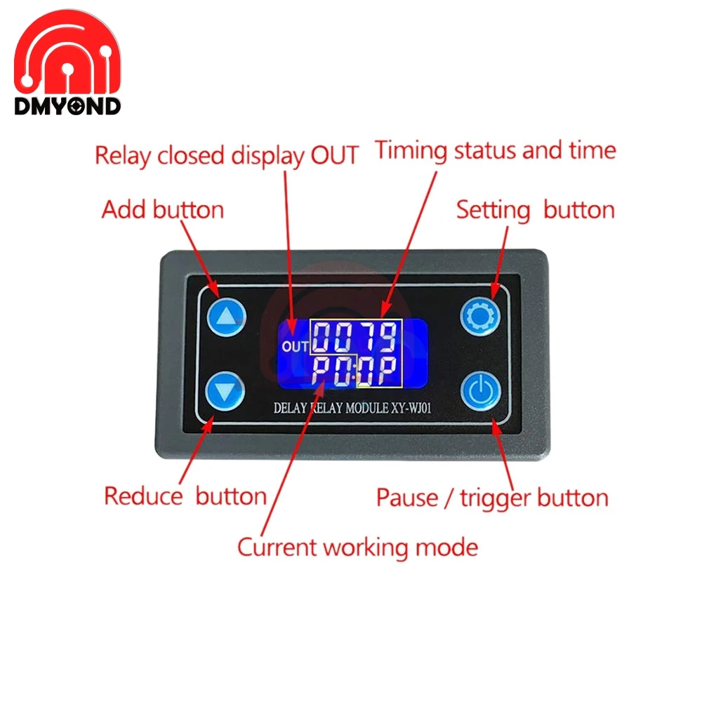 Цифровой светодиодный релейный модуль WJ01 с временной задержкой Программируемый