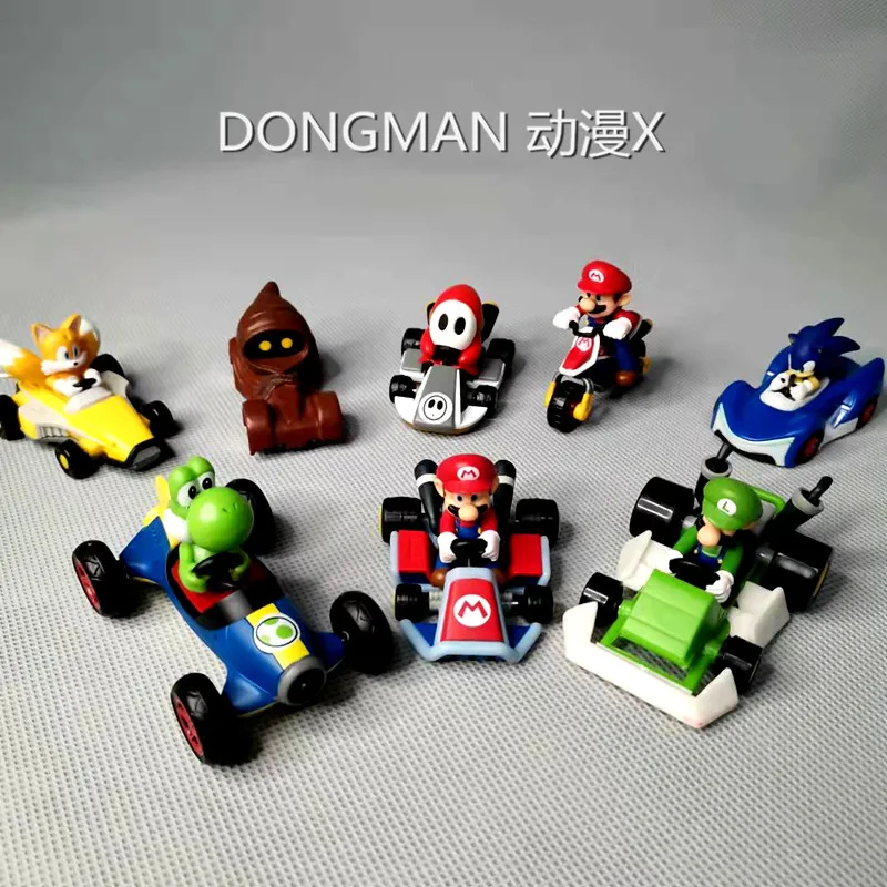 

Genuine Marios Action Figures Anime Figure Doll Model Go-kart Motorcycle Wheel Movable Children's Toy Gift