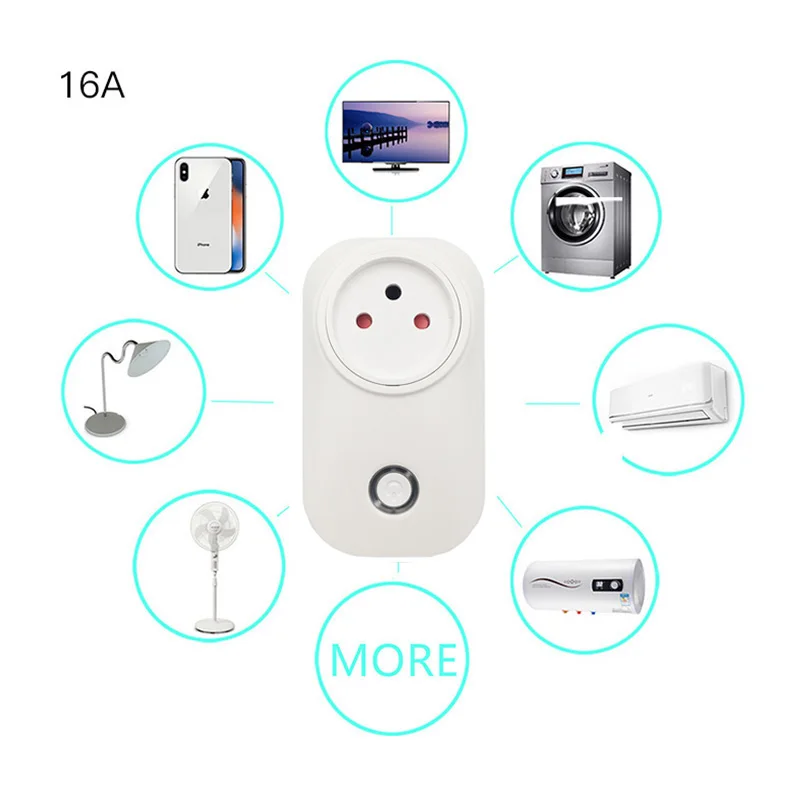 Tuya Smart Life Wi Fi розетка Израиль Ил Подключите 16A 3520W приложение пульт дистанционного