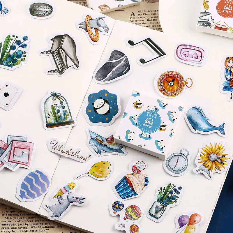 3 коробки милые Мультяшные бумажные наклейки для дневника животные DIY