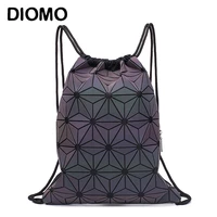 diomo 2021 women luminous drawstring bag foldable shoulder bags beach sack bag girls geometric bagpack string summer bag