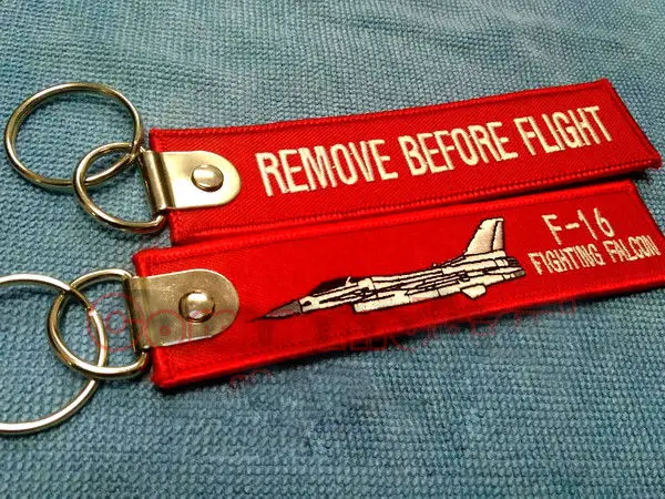 F-16 Fighting Falcon Remove Before Flight Keychain Mens Women Embroidered Keychains Key Rings Chains Luggage Tags Warning Signs | Украшения