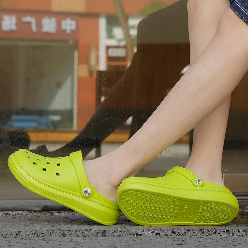 Летние сандалии для пар на толстой подошве слипоны дышащие шлепанцы плоской