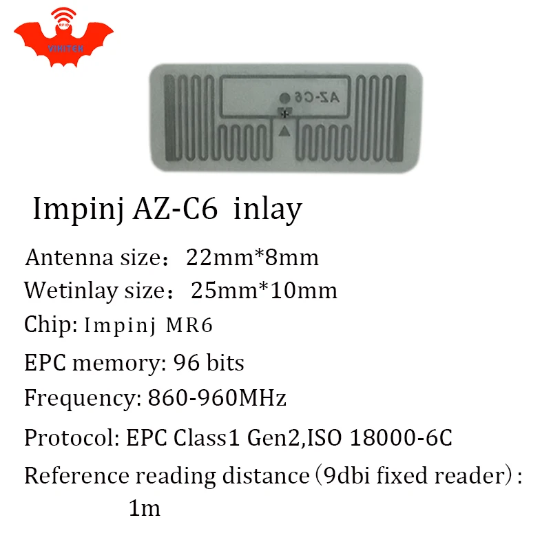 UHF RFID бирка наклейка Impinj MR6 AZ C6 влажная инкрустация 915m868 860 960 МГц EPC 6C 20 шт.