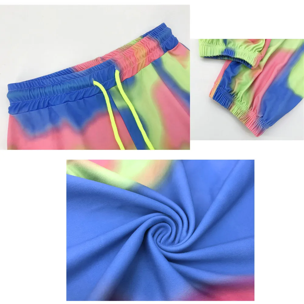 

New Fashion Tie Dye Sports Pants Joggers High Waist Long Baggy Pants Women Sweatpants Loose Trousers Summer Lace Up Pants Street