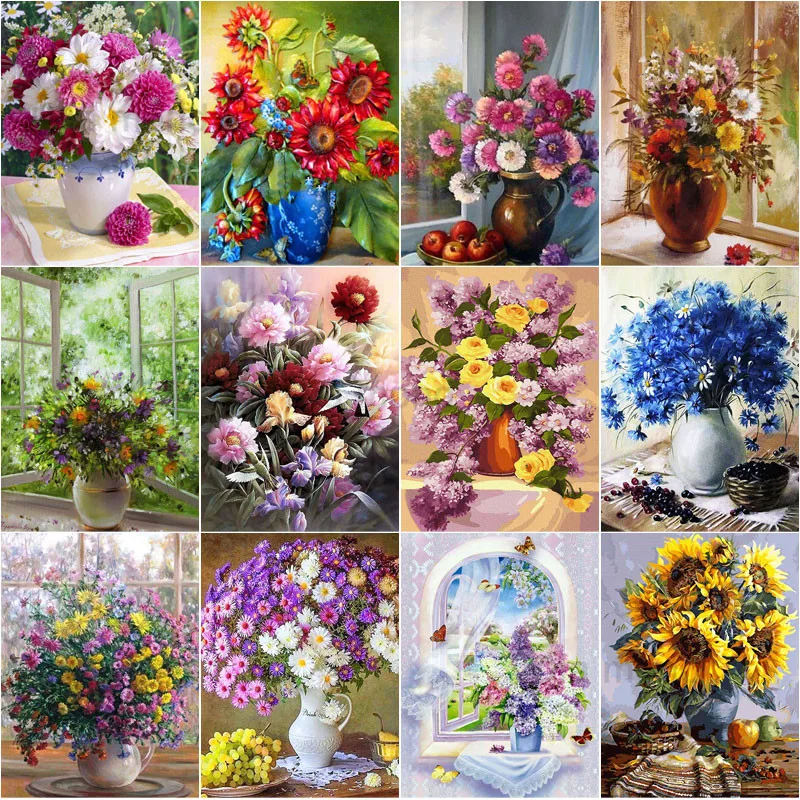 

Vintage Flower 5D Diamond Painting Daisy Sunflower Rose Picture of Rhinestones Embroidery Cross Stitch Kit Mosaic Art Home Decor