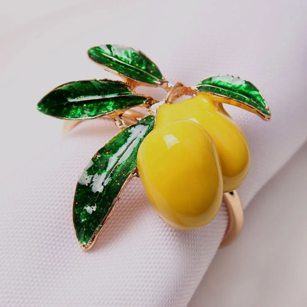 

6pcs Simulation lemon plant napkin ring Fruit meal buckle Hotel model room napkin ring