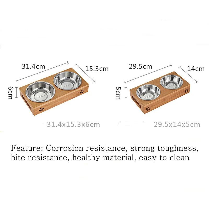 

Double Pet Bowls Dog Food Water Feeder Stainless Steel Removeable Non-slip Pet Dog Food Bowl With Stand For Dogs Pet Cats