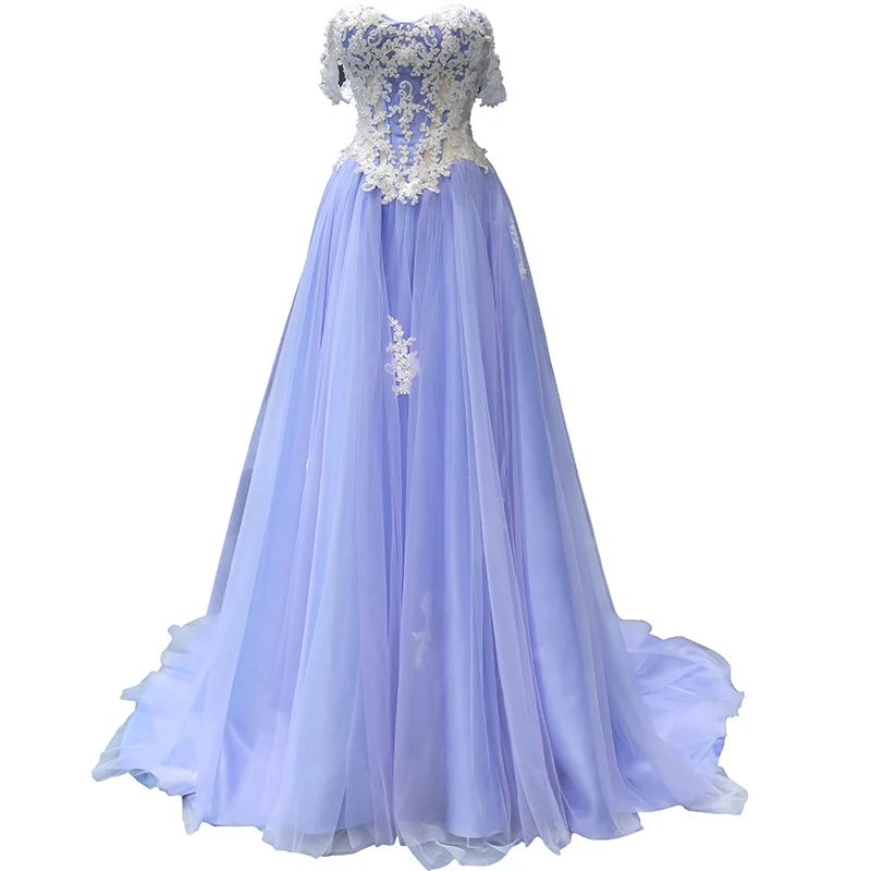 

Синий Выпускные платья с кружевной аппликацией Длинные вечерние платья с открытыми плечами Прозрачный лиф, бальное платье, пышные вечерние...