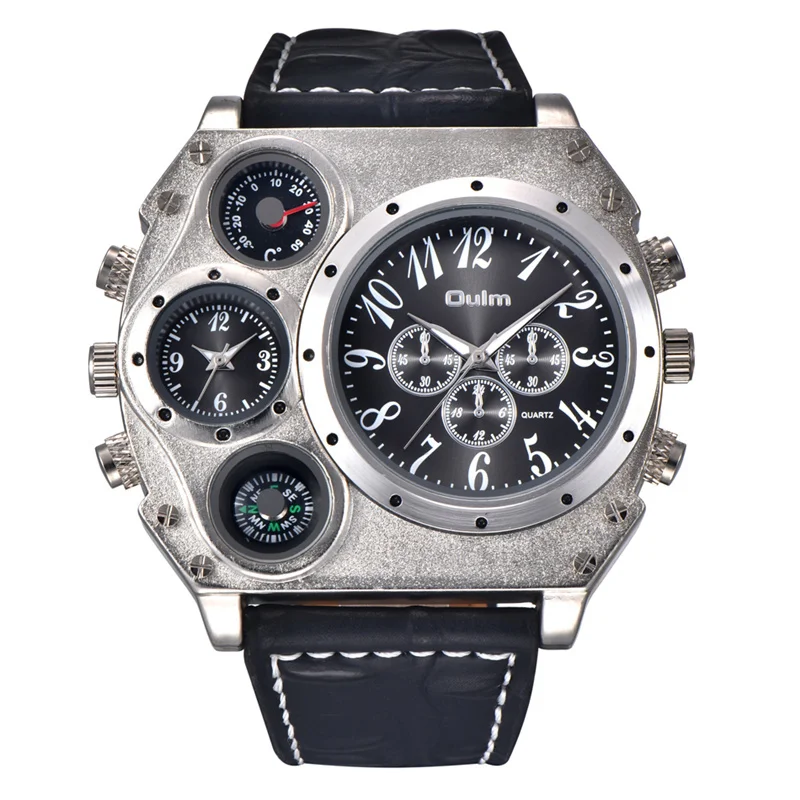 

Oulm 1349 New Sport Watches Men Super Big Dial Male Quartz Clock Decorative Compass Luxury Men's Military Wrist Watches