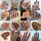 Набор Колец Tocona в виде лотоса и месяца для женщин, Винтажные Ювелирные украшения с декором в виде ракушки сердца и кристаллов, цвет серебро, свадебная бижутерия