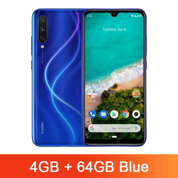 Xiaomi mi A3 mi A3 глобальная версия 4 ГБ ОЗУ 64 Гб ПЗУ Snapdragon 665 32MP селфи 48MP камера 6,08" AMOLED 4030 мАч смартфон - Цвет: 4GB 64GB Blue