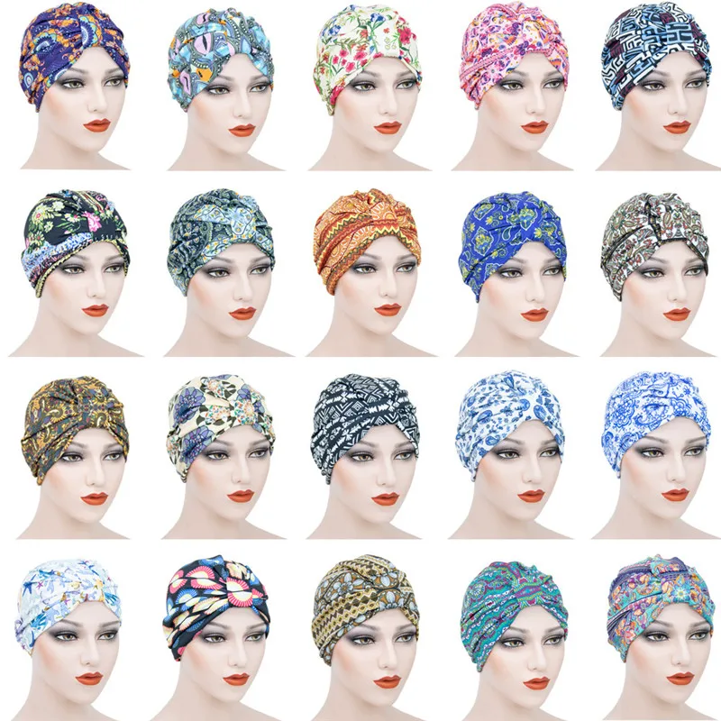 

Print Elastic Bandanas Caps Bonnet Turban Headwrap Washing Make Up Beanies for Women Head Wrap Hat Hair Accessories Headwear