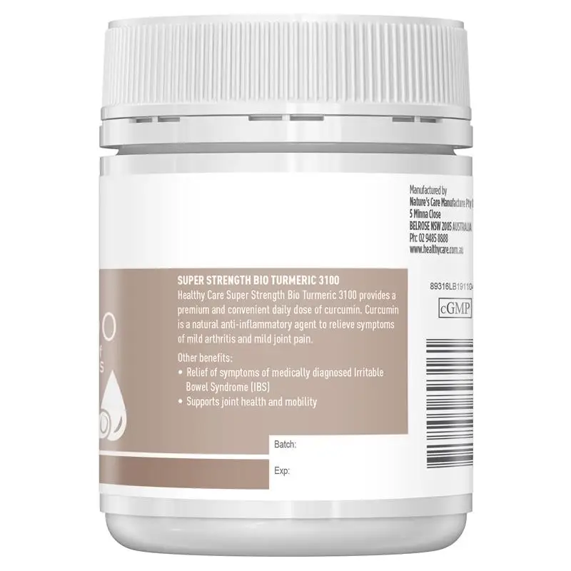 Здоровая забота о здоровье суставов куркума 100 колпачков снимает легкое артрит