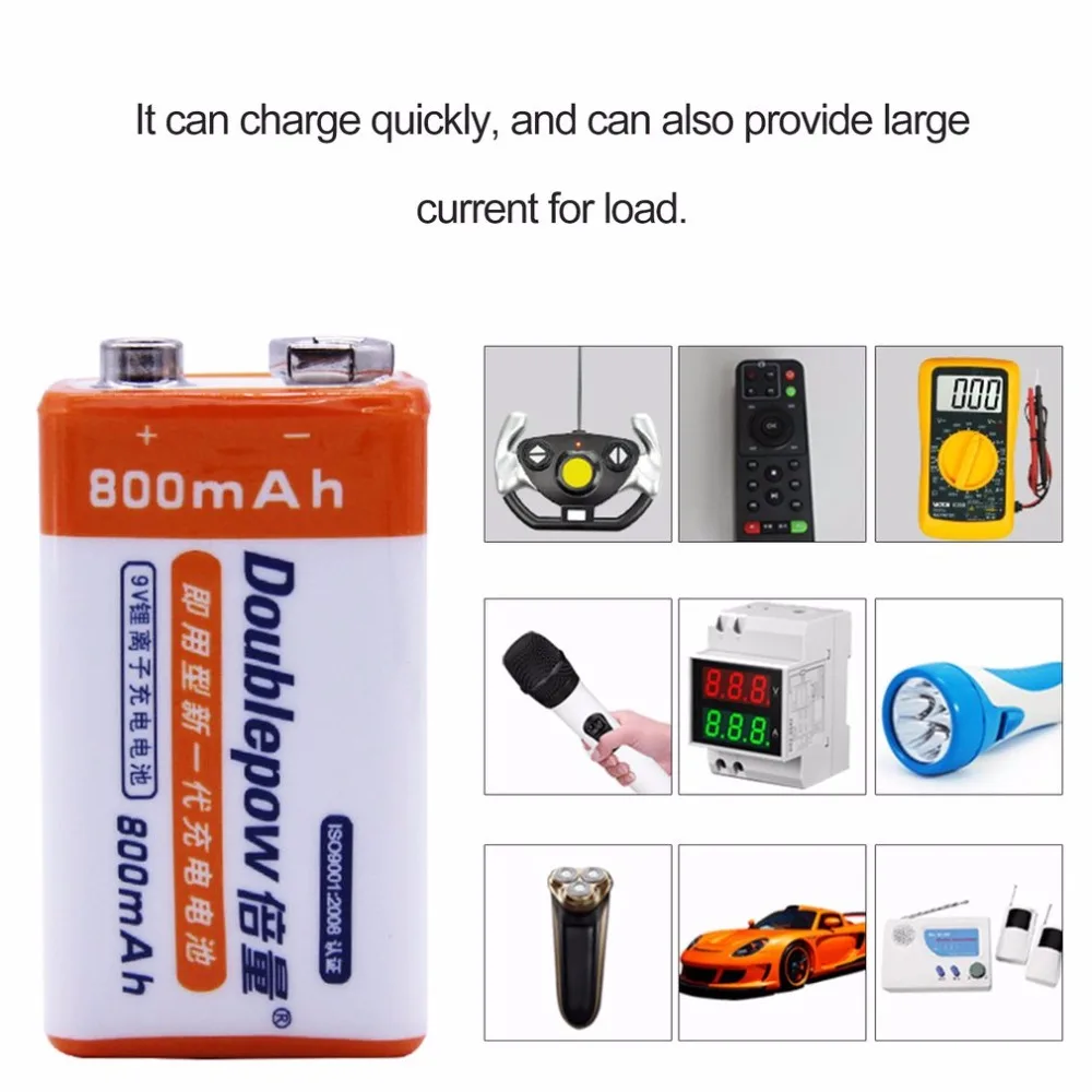 Лидер продаж 2 шт./лот 800 мАч литий ионный аккумулятор 9 в используется для дыма