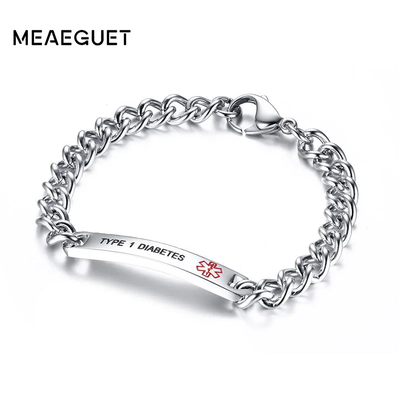 Браслет для женщин Meaeguet браслет из нержавеющей стали с гравировкой диабет тоньше