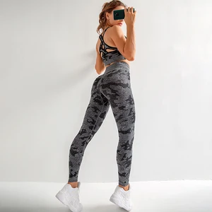 SALSPOR, камуфляжные женские комплекты для йоги, бесшовный дышащий бюстгальтер, пуш-ап, леггинсы, для фитнеса, комплект из 2 предметов, спортивные комплекты для занятий спортом