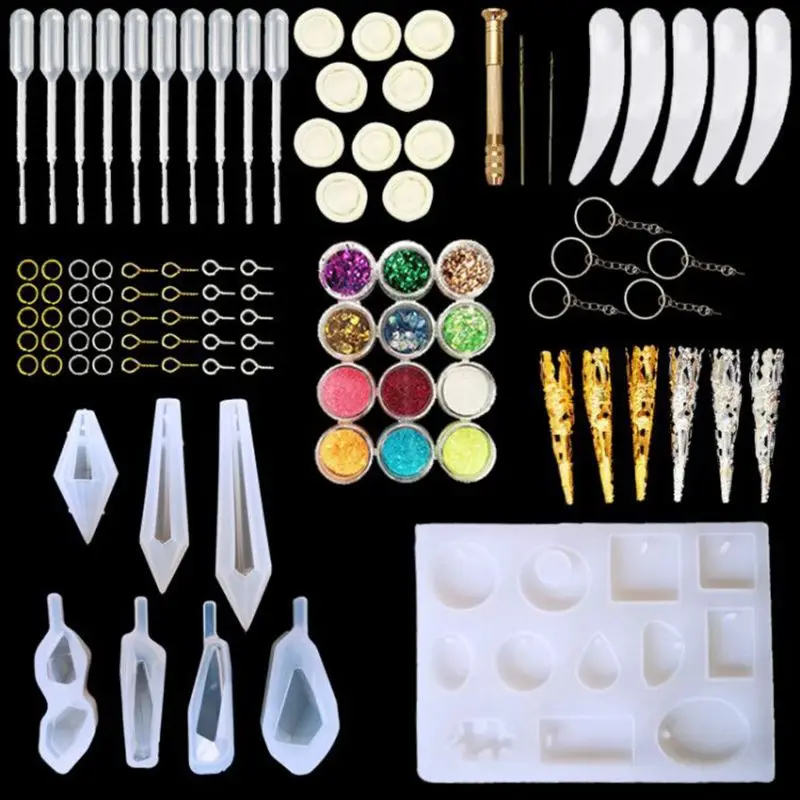 

DIY Crystal Pendulum Mold Set Silicone Resin Pendant Jewelry Casting Mould Craft