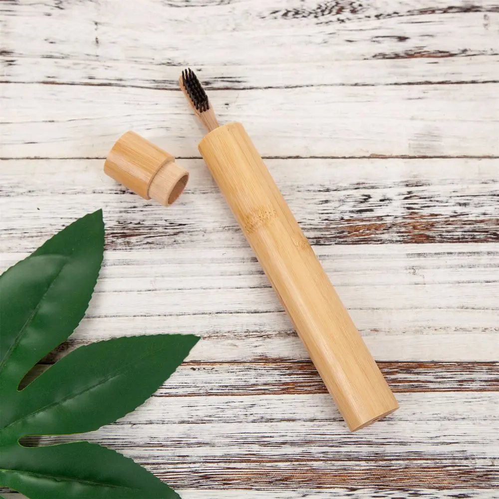 wood 1 шт. ящики для хранения, держатель для зубной щетки для путешествий, портативная зубная щетка из натурального бамбука чехол-трубка для путешествий, Экологичная ручная работа - Цвет: wood