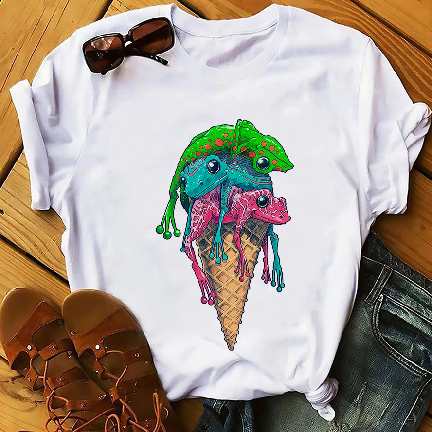 Футболка Хамелеон мороженое путешествие забавная Мужская Новая белая
