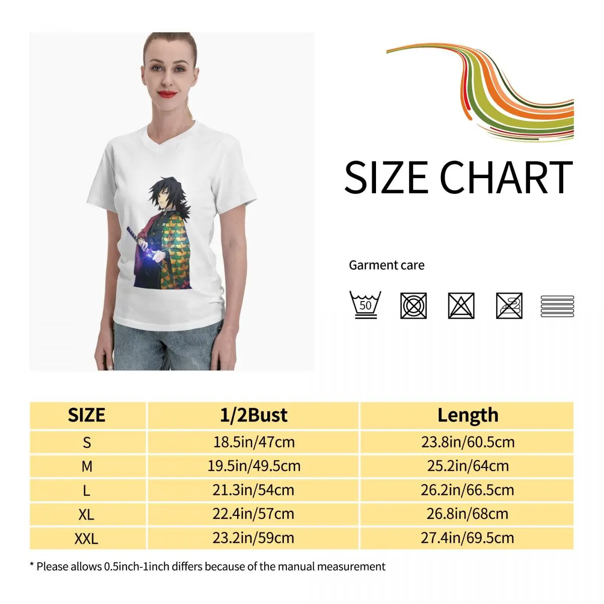 

Anime Fans Tomioka Giyuu 1 womans Tee Soft and comfortable V-neck T-shirt with short sleeves
