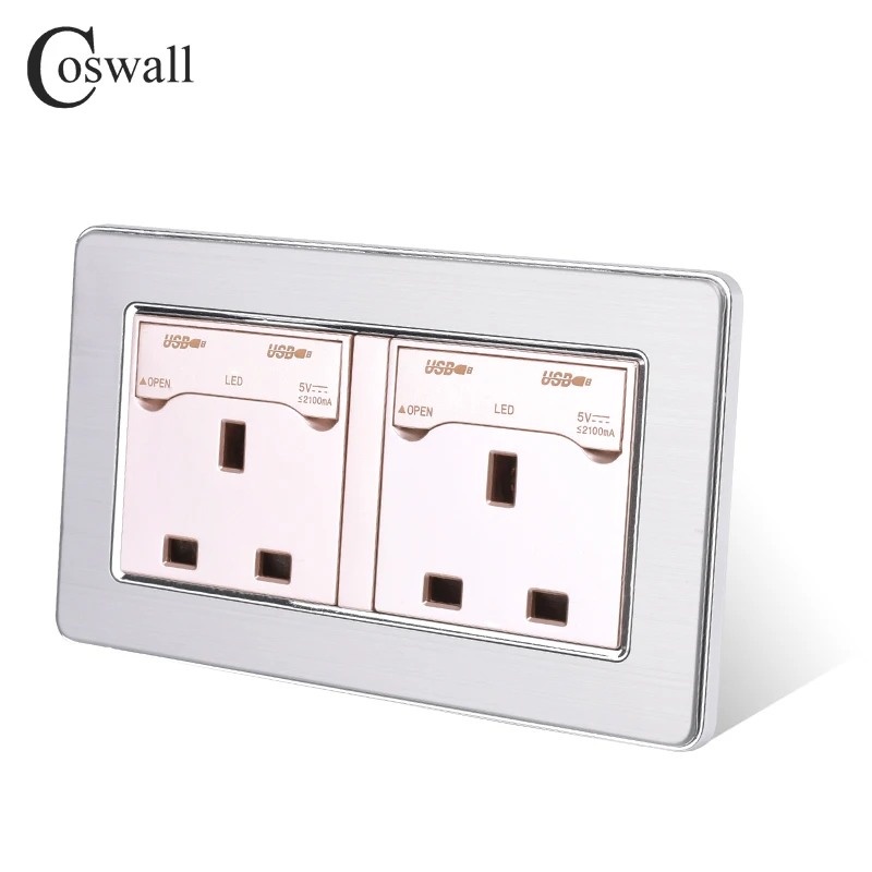 COSWALL 146 стандарт Великобритании двойная розетка с 4 USB зарядным портом для