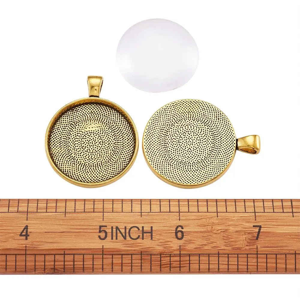 5 наборов прозрачного круглого стекла Настройки камеи кабошона база 30 мм золотой