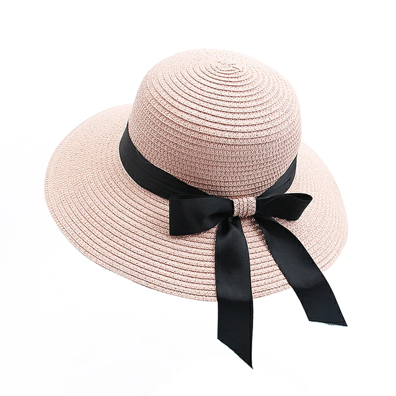 Женская соломенная шляпа с марлевым бантом летняя | Аксессуары для одежды