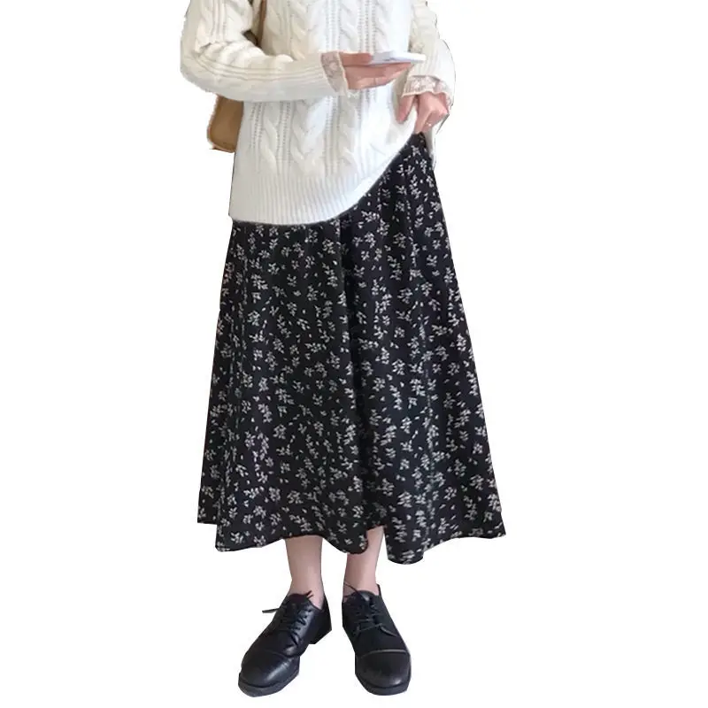 

Broken flower skirt 2021 spring new women's dress Korean version versatile elastic waist high waist medium length A-line skirt