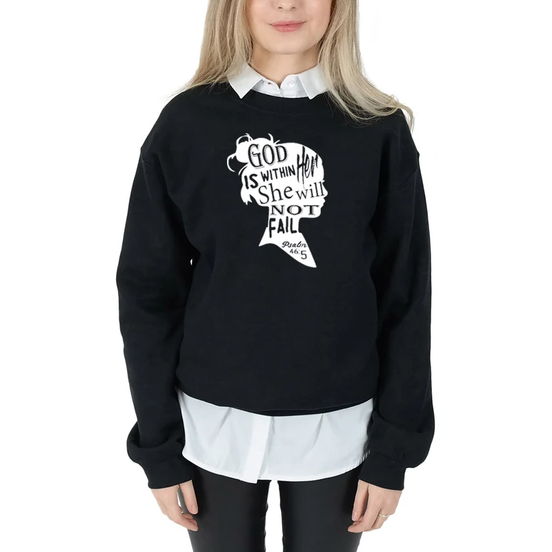 Бог в ней она не пропадет. Футболка с текстом Псалом Библии христианский топ для