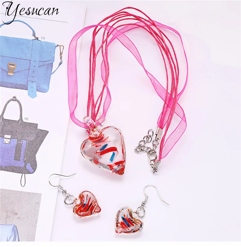 Коллекция 2022 года индивидуальный стиль ожерелье серьги любовь сердце цветные