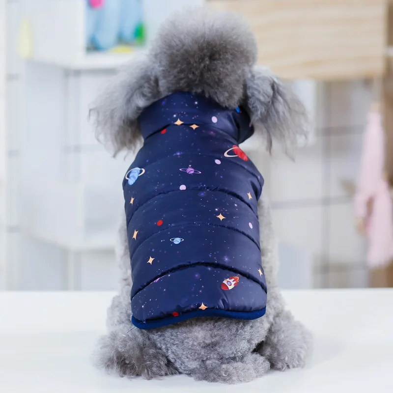Navy Blue Universe Зимнее пальто для маленькой собаки, одежда для маленькой собаки, теплая куртка для собак, одежда для щенков, пальто для собак, чихуахуа, Ши-тцу, одежда для собак, ropa para perro - Цвет: Navy Blue Universe