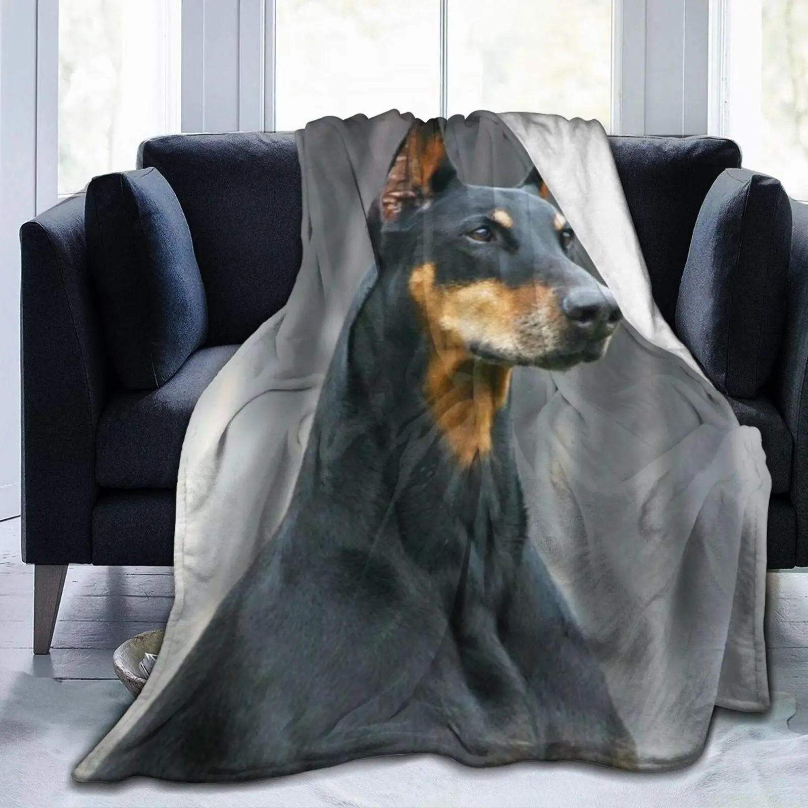 

Manta de felpa de lujo para todas las estaciones, manta de moda alemana, Doberman, Pinscher, para sala de estar, hogar, sofá