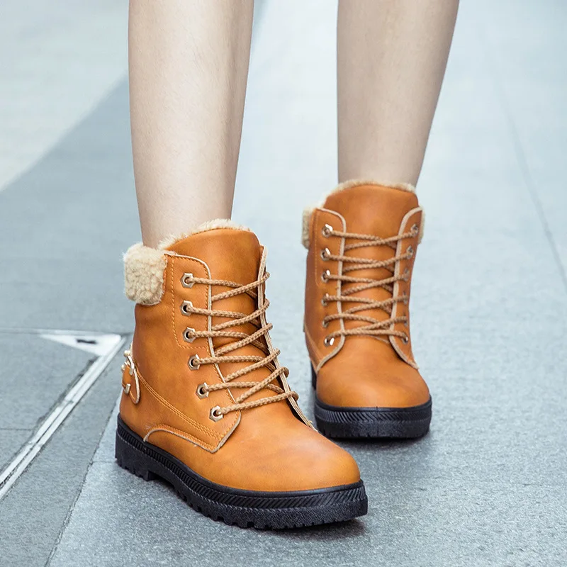 

Women Snow Boots Winter Warm Shoes Woman Ankle Riding Motorcycle Boots Ladies Plus Size Shoes Plush Non-slip Casual Booties
