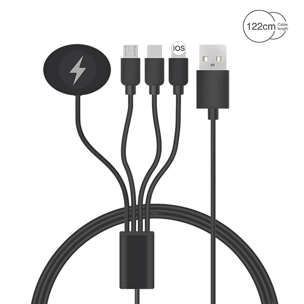 

4 in 1 USB Cable Charger Micro Type-C Wired Magnetic Fast Charging Dock For iPhone for Apple Watch iWatch Mobile Phone