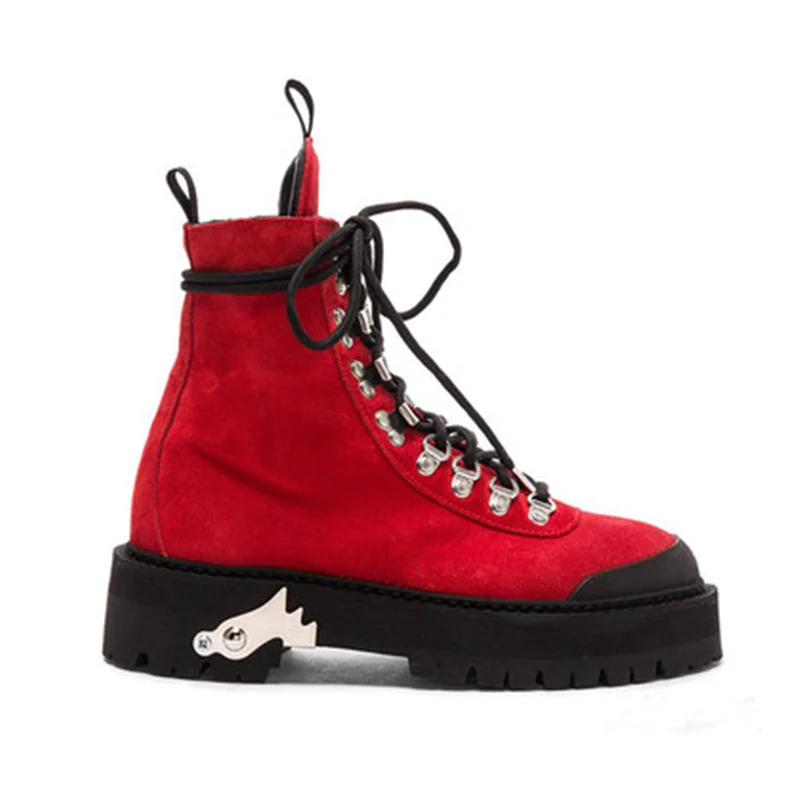 Ankle Boots Fur Inside Femal Winter High Top Flat Woman Round Toe Comfortable Lace UpYouth Waterproof Platform Keep Warm