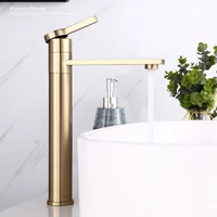 bathroom basin faucets brass sink mixer tap hot cold lavatory crane single handle rotating kitchen tap deck mount brushed gold