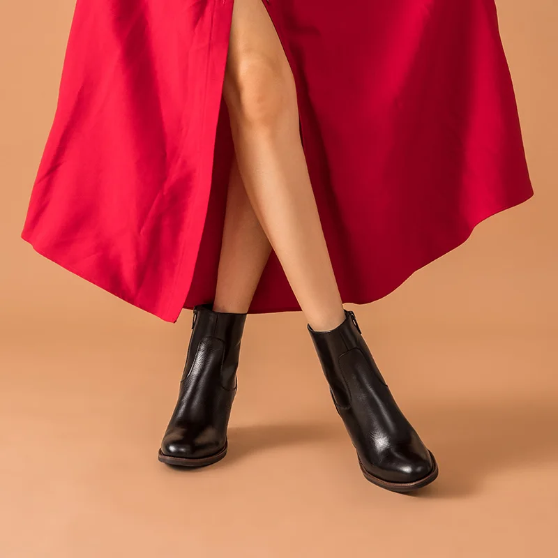 BeauToday/женские ботинки на высоком каблуке из натуральной коровьей кожи Вощеные