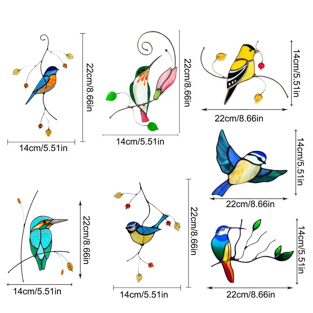 

7Pcs Cute Birds PVC Waterproof Sticker DIY Craft Car Wall Window Decoration Gift Packing Decoration Tags 2021