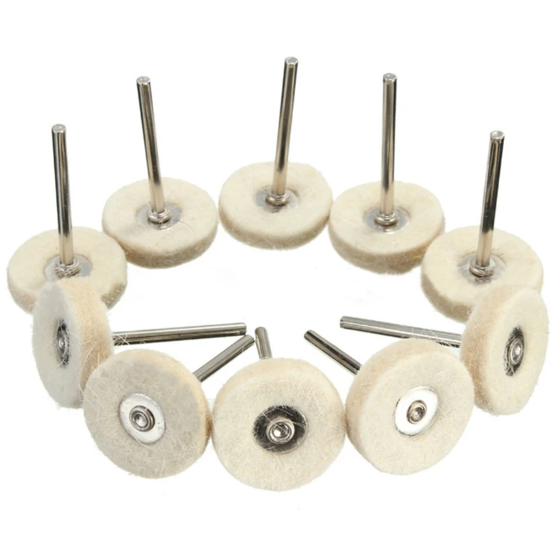 

10 Pieces 25mm Wool Polishing Pad T-shaped Rotary Drill Grinder Brush Jewelry Polishing Wheel Polishing Buffing Wheel
