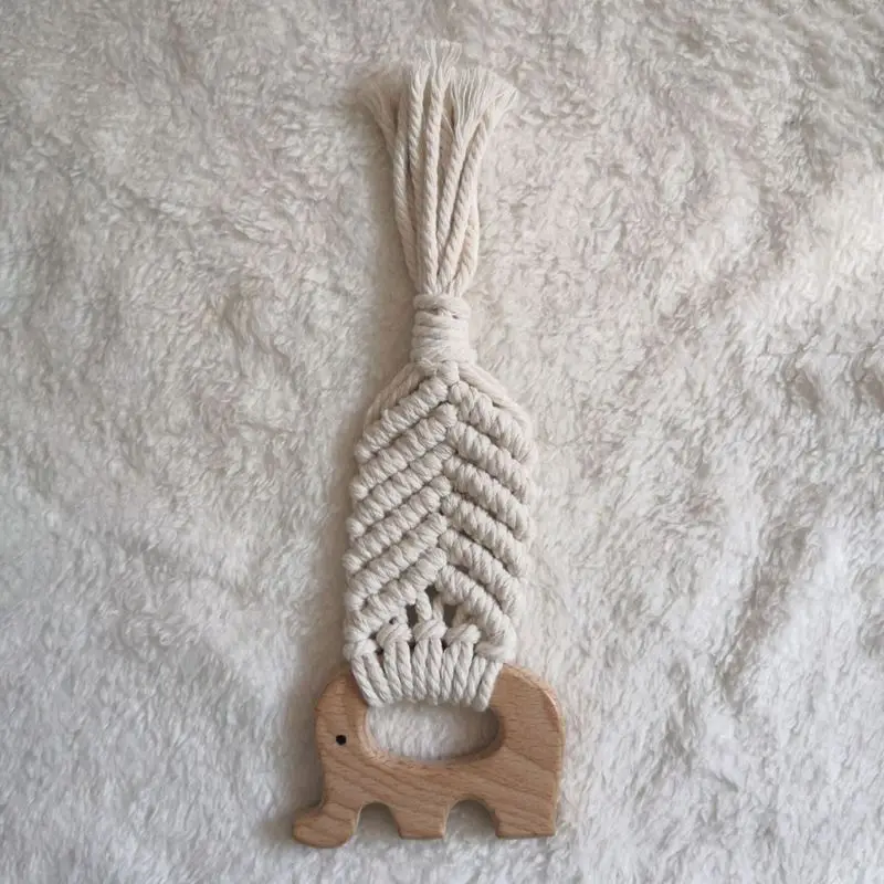 Детский Прорезыватель для зубов вязаное крючком деревянное кольцо